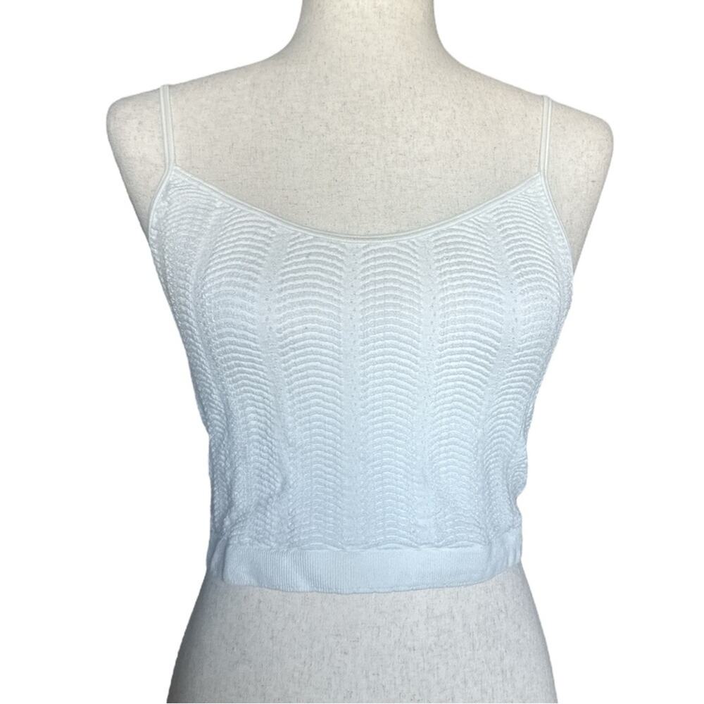 Anthropologie Cream Ribbed Midriff Camisole Tank Top Boho Chic Layer Summer L/XL
